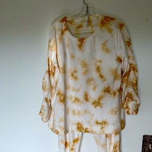 JANE & DELANCEY L YELLOW TIEDYE DRAWSTRING JOGGERS and sweatshirt set